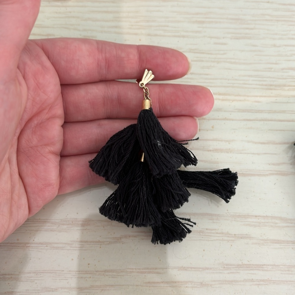 Black Tassle Earrings - Picture 2 of 3